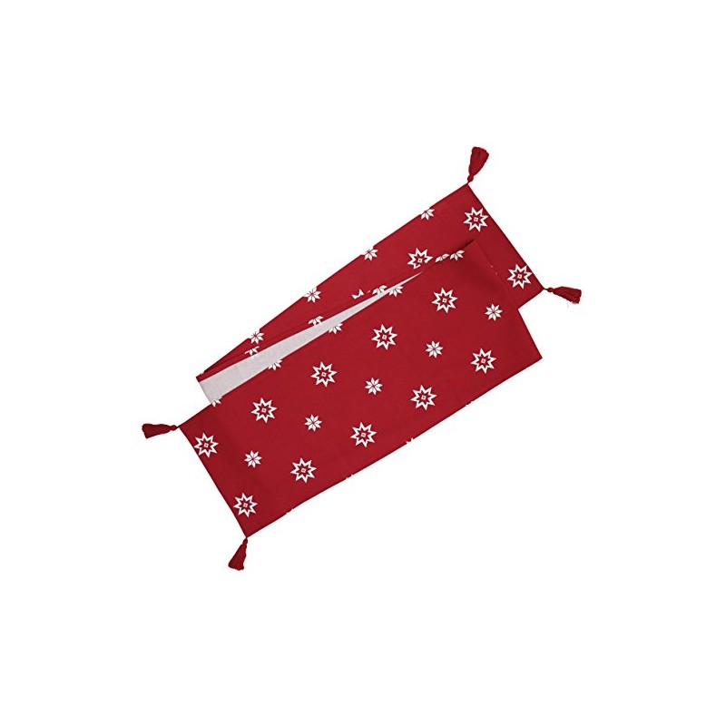 RAGGED ROSE Christmas Table Runner, Cotton, Red, 230 x 30