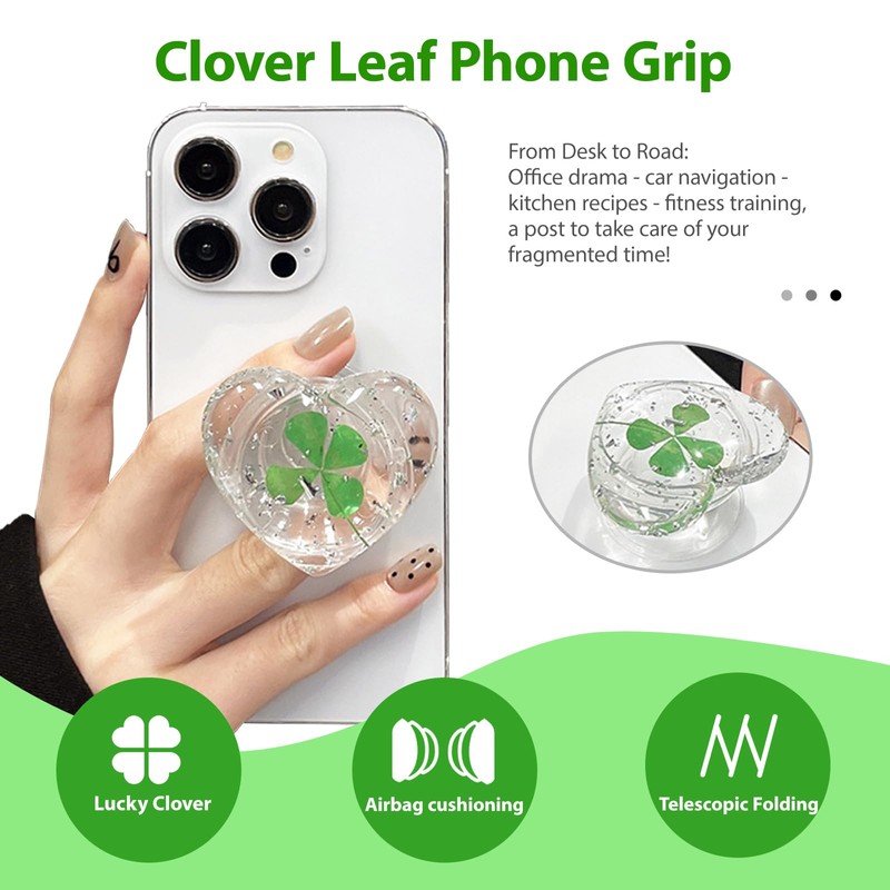 MaNeaz Love Lucky Charm Four Leaf Clover Extendable Holder and