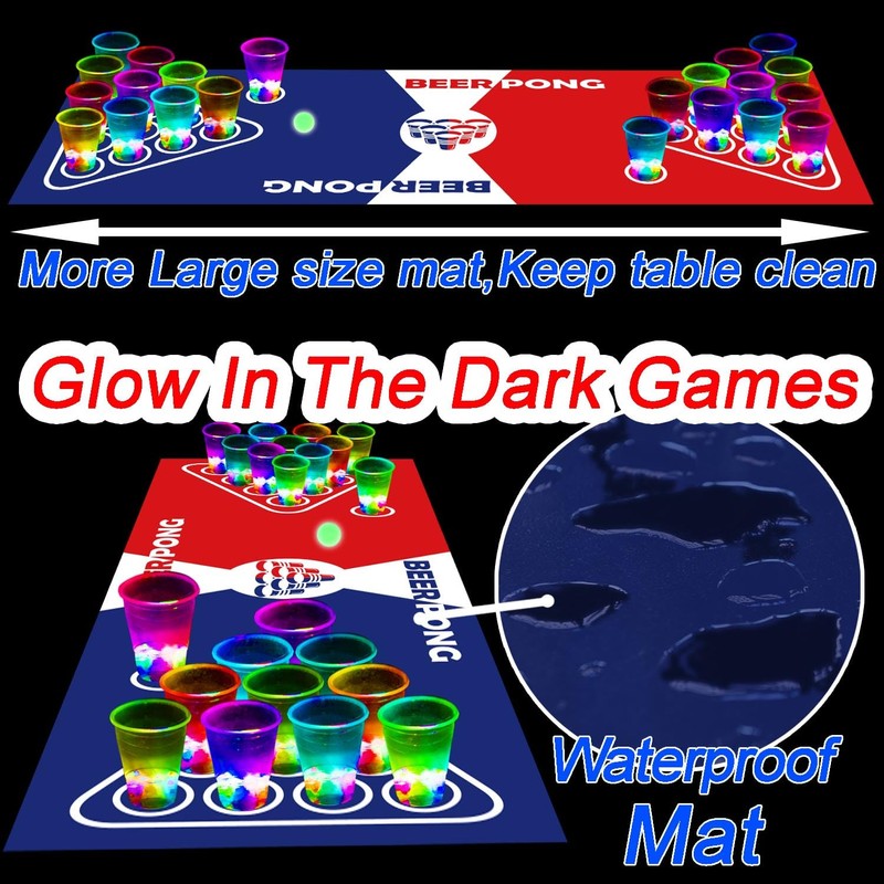 meishuneu 32 Glowing Party Cups (Red & Blue) 12 Luminous