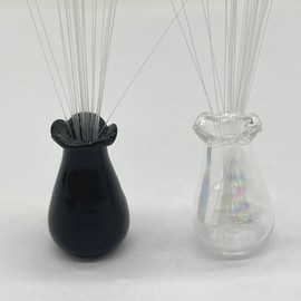 SPANSEE 2 PCS Cat Whisker Vase, Tiny Vase for Decor, Cat Whisker Holder (Black, Iridescent)