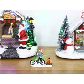 Toyland® Mini Resin Christmas Collectible Ornament - Village Scene Accessories - Xmas Figures (Child On Bike 2.5 Inch)..