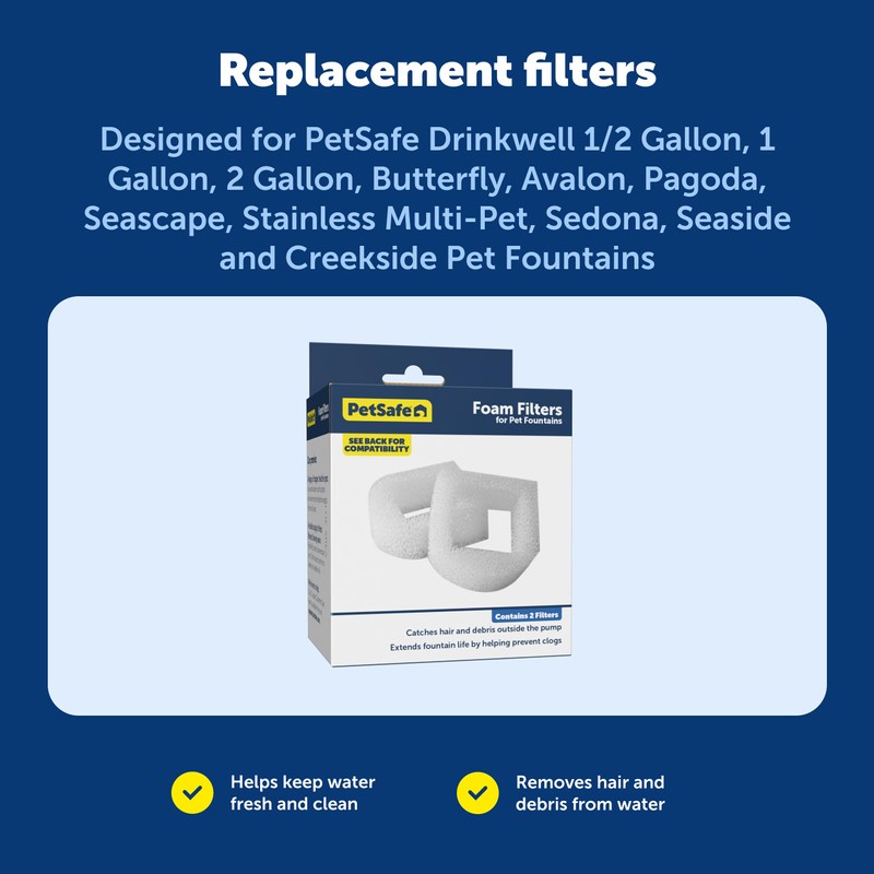 PetSafe Drinkwell Replacement Foam Filters - Improves Water Cleanliness -