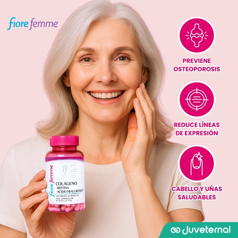 Fiore Femme Colgeno, Biotina Y cido Hialurnico, 100 Cps. Sin