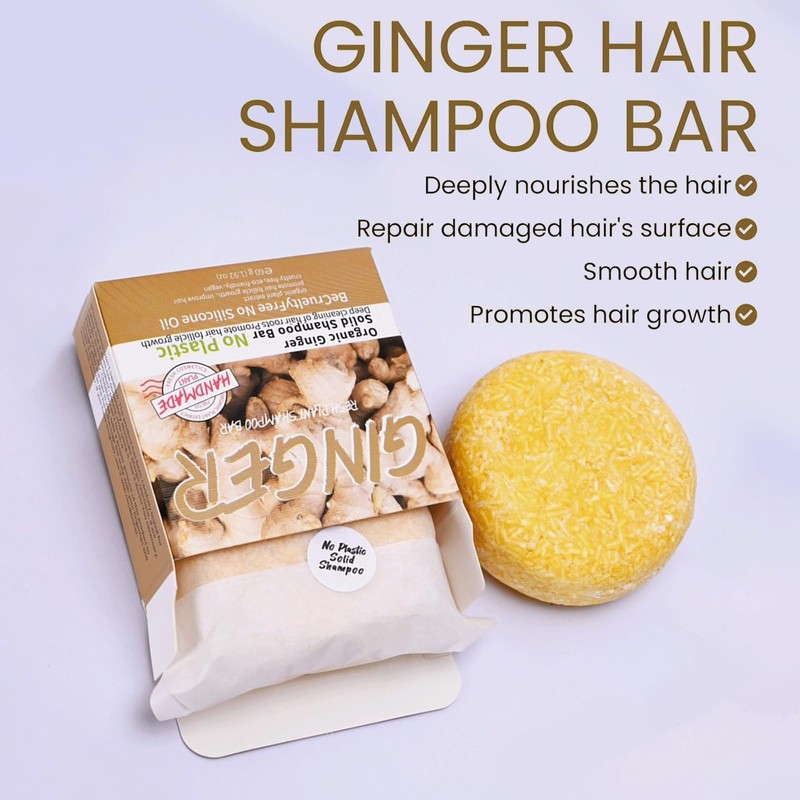 Ginger Hair Regrowth Shampoo Bar, Organic Shampoo For Hair Loss,