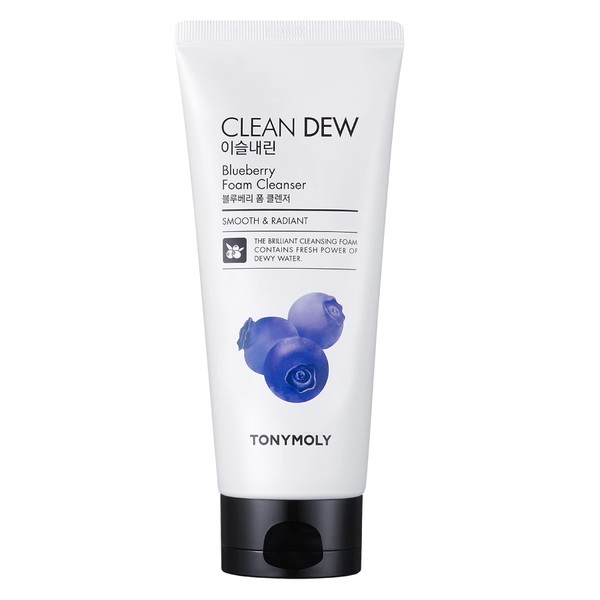 TONYMOLY Clean Dew Foam Cleanser, Blueberry, 6 Fl Oz