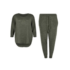 LUXFAB 2 Piece Track Suit Set High Low Top and Bottoms Casual Loungewear Sweatshirt Joggers Set