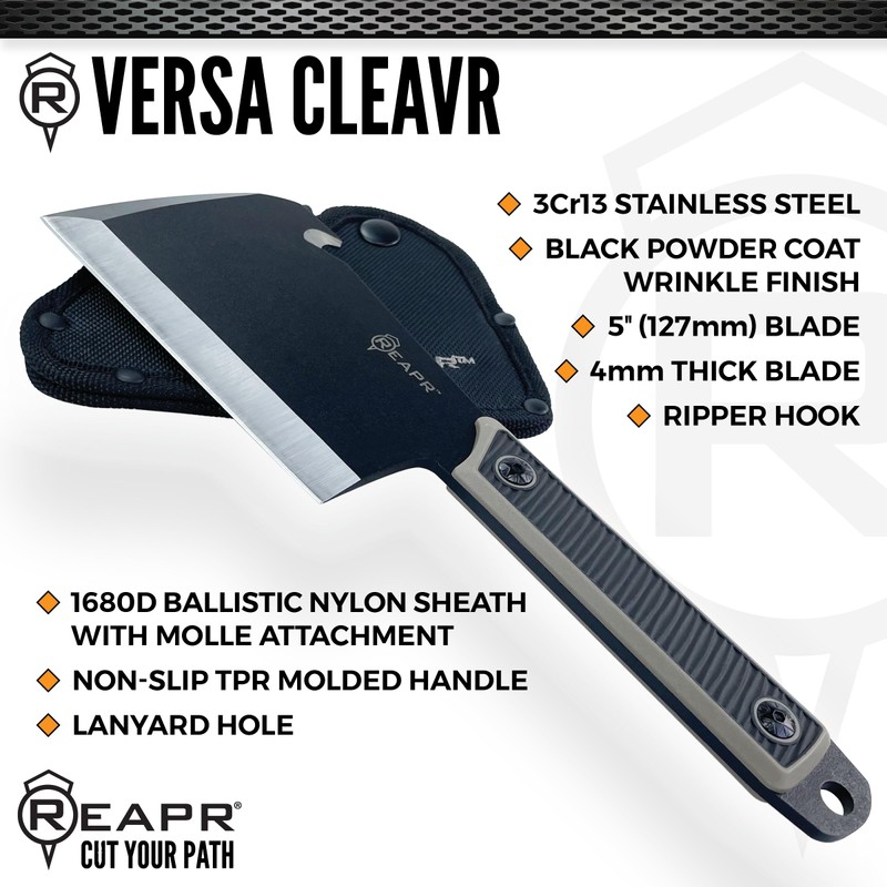 Reapr Versa Cleavr 5″ Fixed Blade Cleaver Knife with Sheath