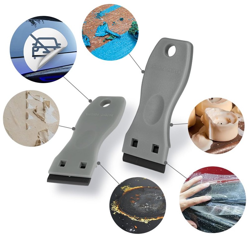 Flintronic 2PCS Plastic Scraper with 30PCS Plastic Blades, Window Scrapers