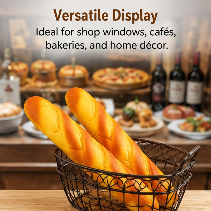2 Pack Fake Baguettes, 13.5'' Realistic Artificial Bread Decor