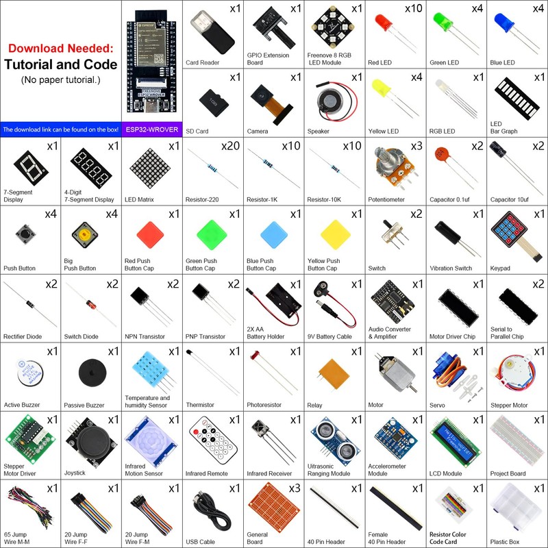 FREENOVE Ultimate Starter Kit for ESP32-WROVER (Included) (Compatible with Arduino