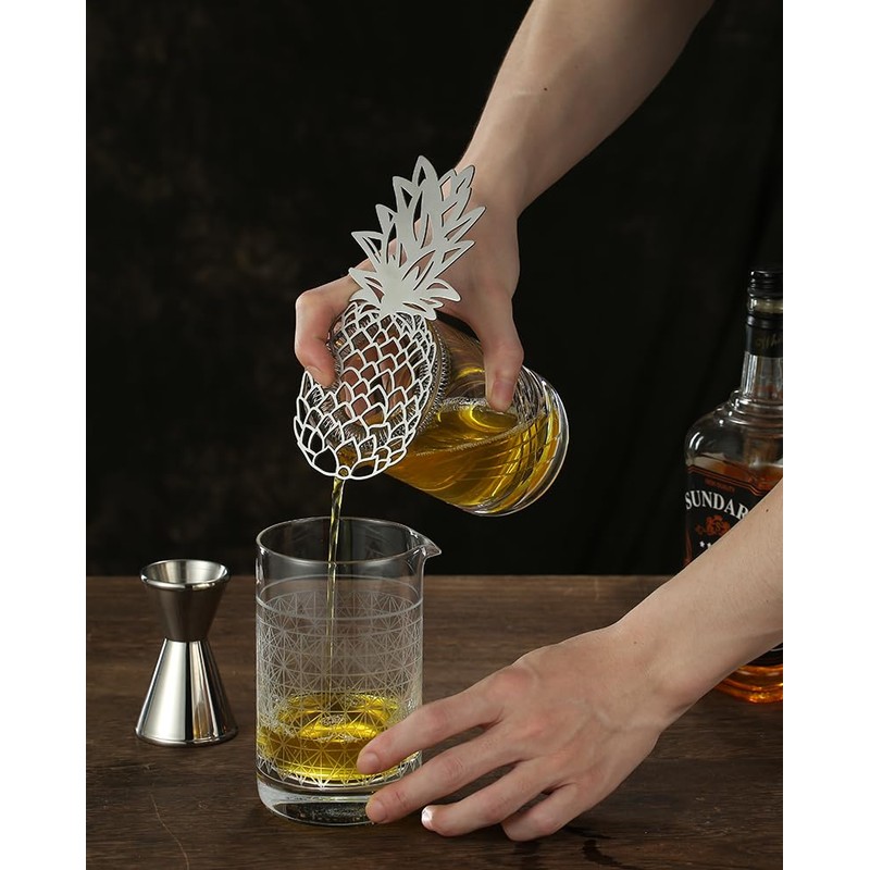 Bar Cocktail Strainer Hawthorne Strainer Stainless Steel with Pineapple Design
