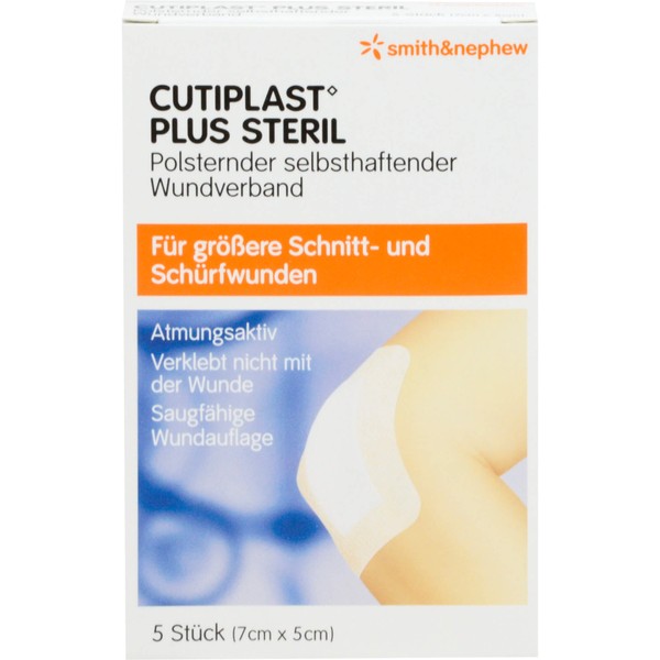 CUTIPLAST Plus steril Wundverband 7 cm x 5 cm, 5 pcs. Wound dressings