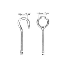 PATIKIL M4 Ring Eye Bolts, 3Pcs 304 Stainless Steel Lifting Ring Threaded Eye Bolt with Nuts Washers for Hanging Hammocks Articles