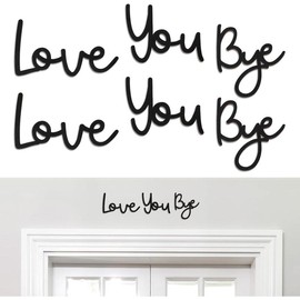 Love You Bye Wooden Script Sign Hallway Home Door, Love You Bye Sign Above Door Boho Decor, Wall Hanging Sign, Family Wall Art Modern Wood Decoration with Glue Point, Valentine Gift(Black):_Style 2