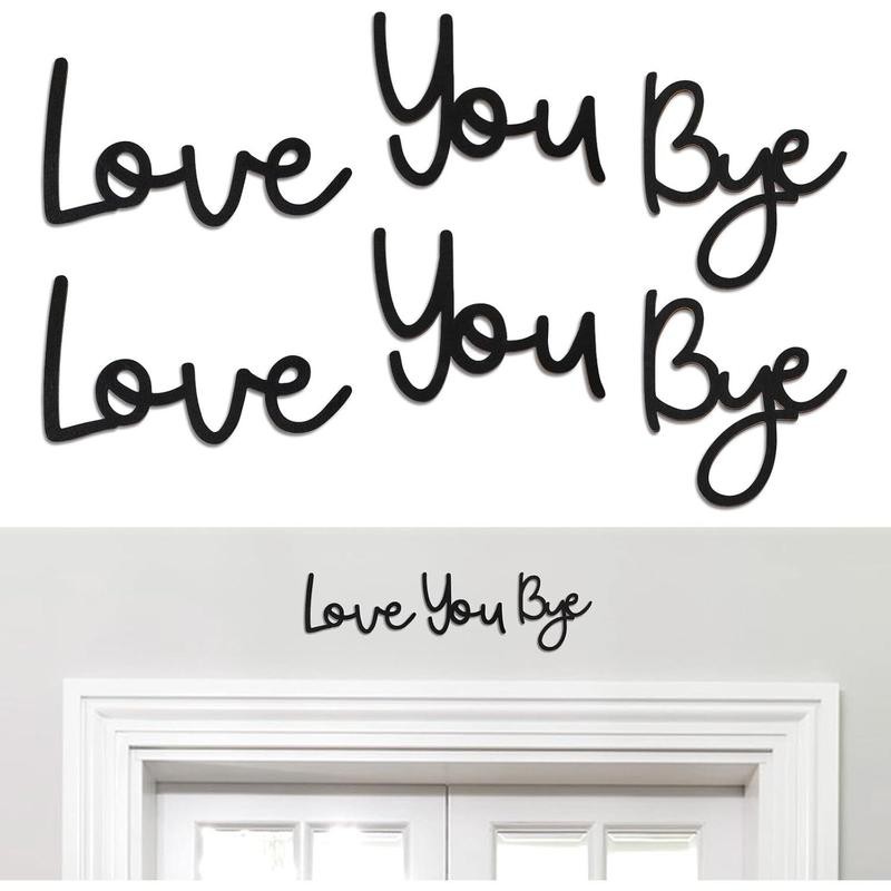 Love You Bye Wooden Script Sign Hallway Home Door, Love