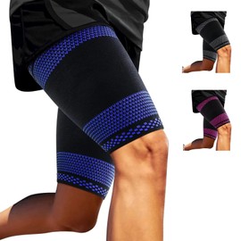ABYON Thigh Support for Men and Women, Pack of 2, Thigh Compression Breathable Non-Slip for Hamstring, Quad, Groin Pain, Muscle Fibre Tear, Cramps
