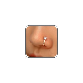 Cybche Vintage Crystal Circle Nose Ring Gold Rhinestone Circle Nose Cuff Round CZ Clip On Nose Ring Circle Fake Septum Ring No Piercing Round Nose Ring Hoop Jewelry for Women