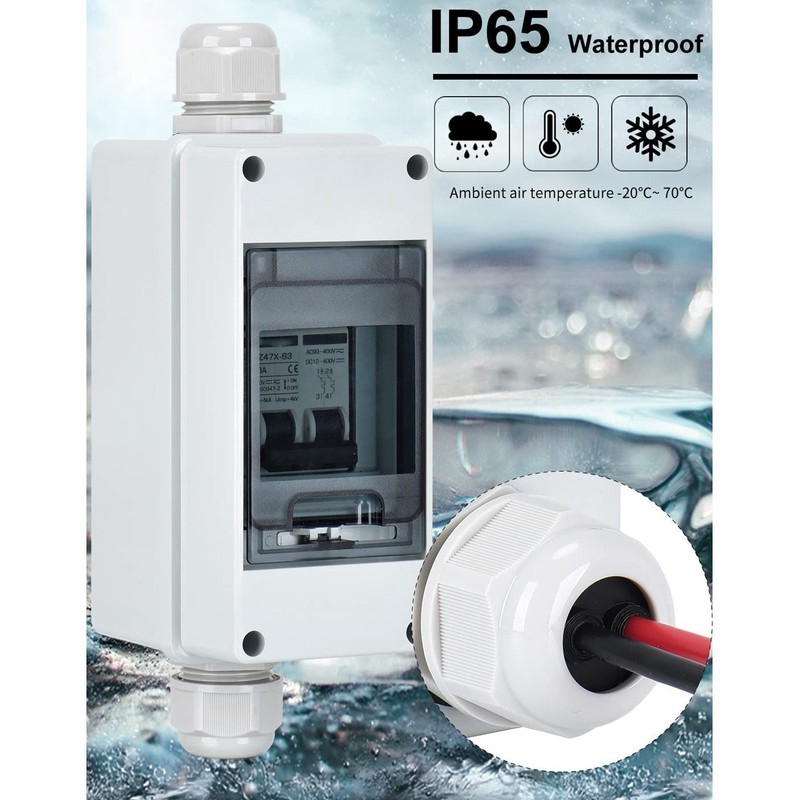 DC Circuit Breaker 2P 40A IP65 Waterproof 6KA Breaking Capacity