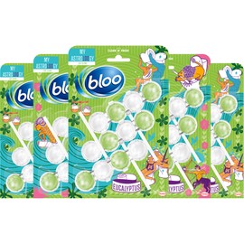 Bloo Toilet Rim Block Eucalyptus (50g), Clear Water Toilet Rim Block with Fresh Eucalyptus Scent, with Anti-Limescale Formula, Pack of 3 Rimblocks