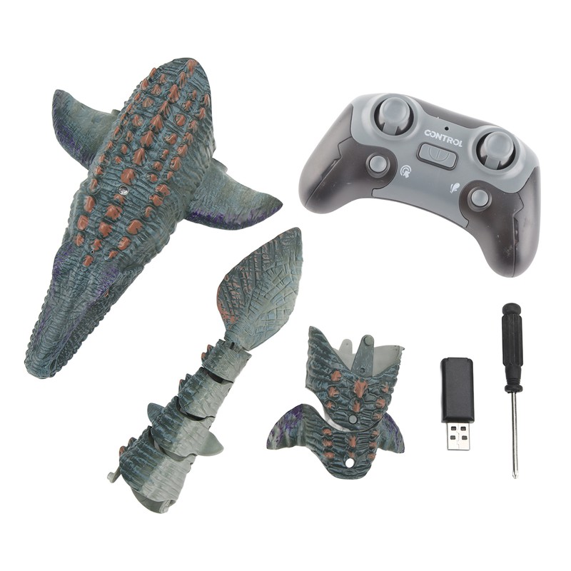 Remote Control Boat Mosasaurus Shape 2.4Ghz High Simulation Waterproof Diving
