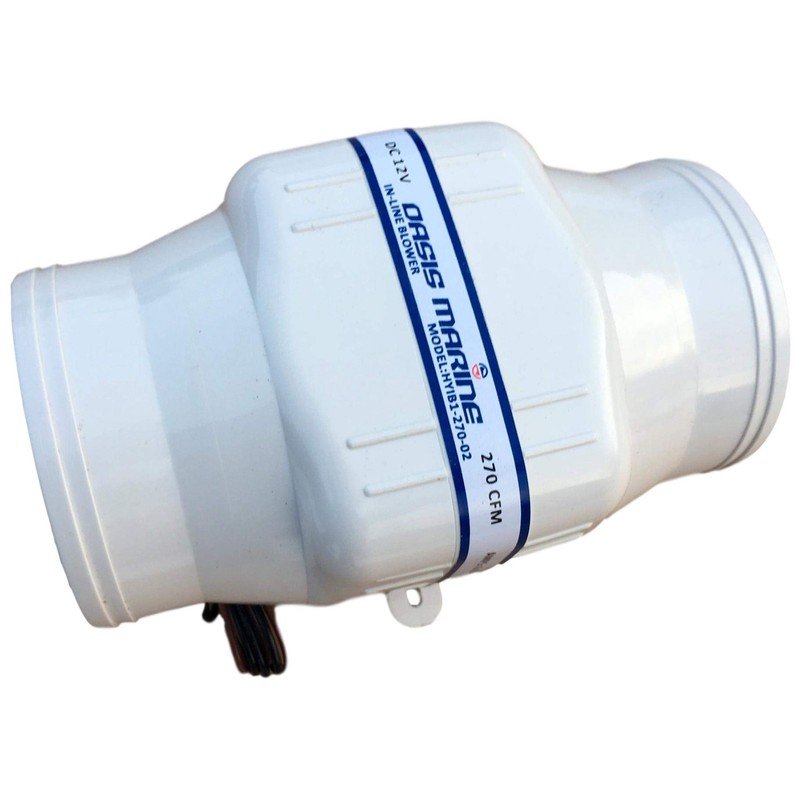 OASIS MARINE 4-Inch in-Line Bilge Air Blower Fan, 12V DC