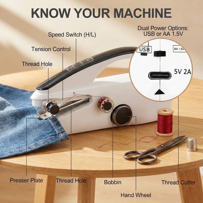 Portable Mini Sewing Machine for Beginners， Portable Handheld Sewing Machine