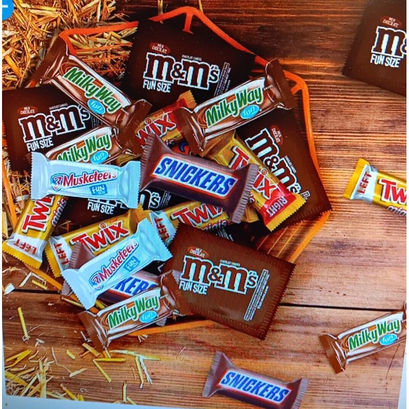 MARS MILK CHOCOLATE VARIETY PACK CANDY, FUN SIZE SNICKERS/TWIX (145