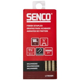 SENCO L17BABR 1-1/2" 18 Gauge 1/4" Crown Finish Staples, Galvanized Finish 1,000 Count Pack