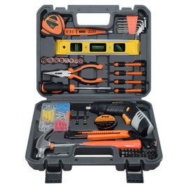SOLUDE 130-Piece Home Tool Kit with 3.6V Cordless Rechargeable Screwdriver,Basic Household Tool Set for New Home,Apartment,College Dorm and DIY Projects