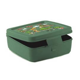 Snips Dinosaur Decor | 0.5 LT 0% Sandwich Holder Snack Box | Toast Box | Food Container | Colour Green | Made in Italy | BPA-Free PP