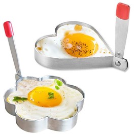 2 Pcs Stainless Steel Egg Rings with Anti Heat Handle Stainless Steel Pancake Mold Non Stick Fried Egg Moulds Fried Egg Cooking Rings Kitchen Gadget Tool