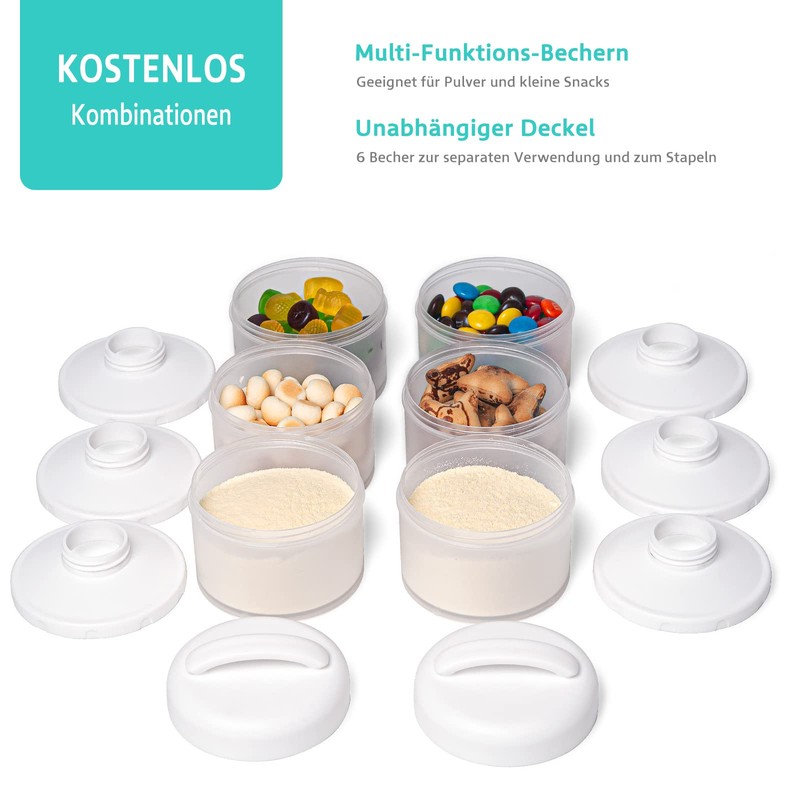 Termichy Milchpulver Portionierer Baby Stapelbar Milchpulver Aufbewahrungsbox 2 Stück (Weiß)