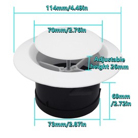 3 Inch Round Dryer Vent Cover, JSIXASO ABS Adjustable Air Vent Soffit Exhaust Vent for Bedroom, Parlor, Attic, Bathroom, Office, Classroom Ventilation