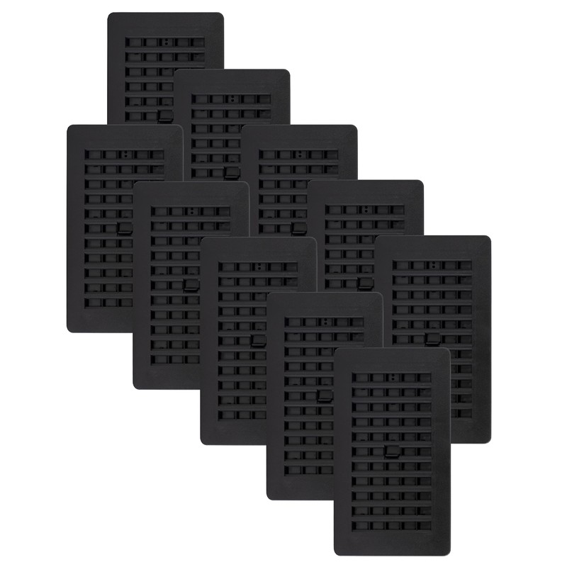 Decor Grates PL408-BLK-10 Louvered Plastic Floor Register, Black Finish, 10