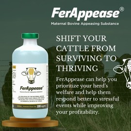 FerAppease 300ml Cattle Stress Relief + 25-Pack X-Large Numbered Livestock Ear Tags Kit – Laser Engraved Animal ID Tags (Orange)