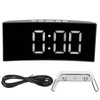 Digital Alarm Clock Mirror Smart Light Sensing Curved Screen LED
