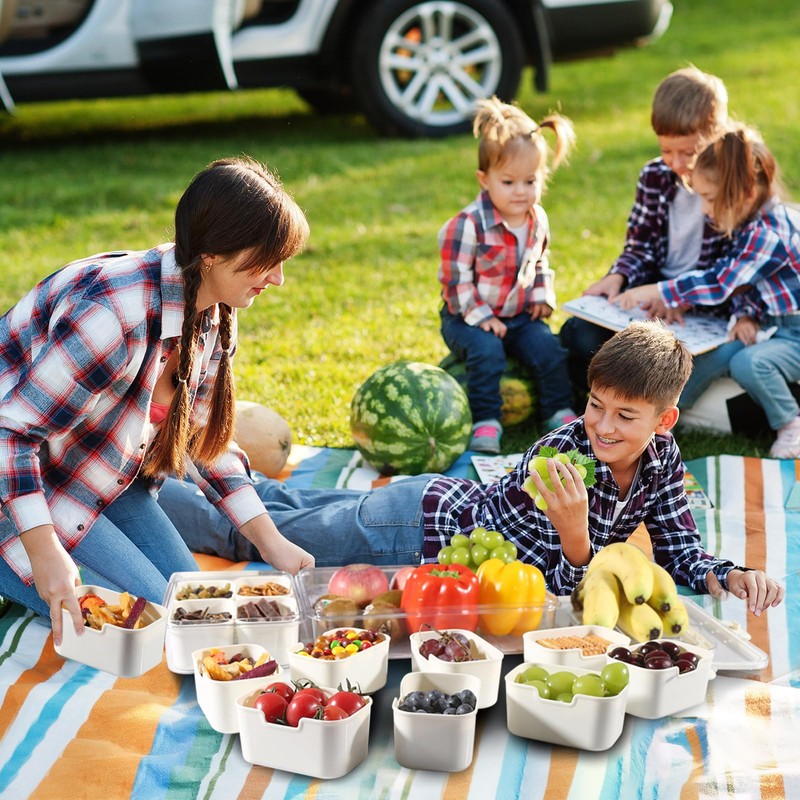 TUYSKE Snack Box Container-Divided Serving Tray with Dishwasher Safe Inner