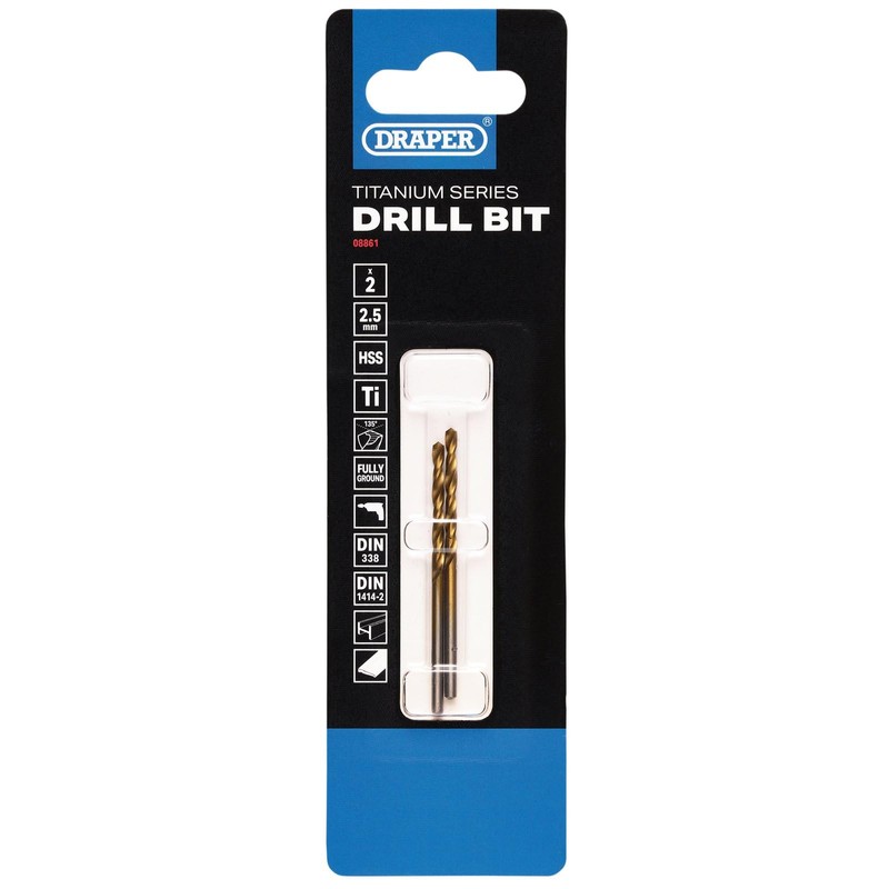 Draper 2pcs HSS Drill Bit 2.5 x 57 mm |