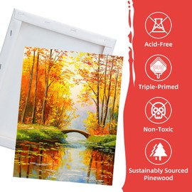 11x14 Inch Stretched Canvas, 10 Pack 100% Cotton Professional Blank Canvas, Canvases for Painting Using Acrylic Paint or Oil (Pre-Primed)