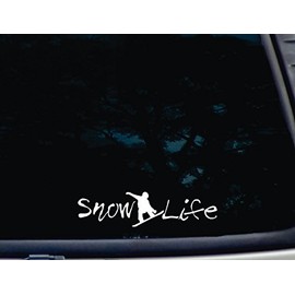 Snow Life w Snowboarder Image - 8" x 2" die Cut Vinyl Decal for Windows, Cars, Trucks, Tool Boxes, laptops, MacBook - virtually Any Hard, Smooth Surface. Made in The USA!