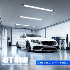 Barrina Barrina BS84 LED Shop Lights for Workshop 4FT, 84W, 10000LM, 6500K Linkable Light Fixture for Garage, Basement, Hanging or Flush Mount, ETL, 4 Packs