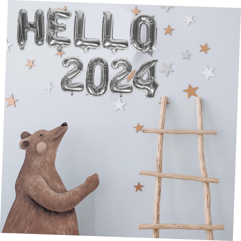 Alipis Aluminum Film Balloons Kit 2024 New Year Decorative Banners