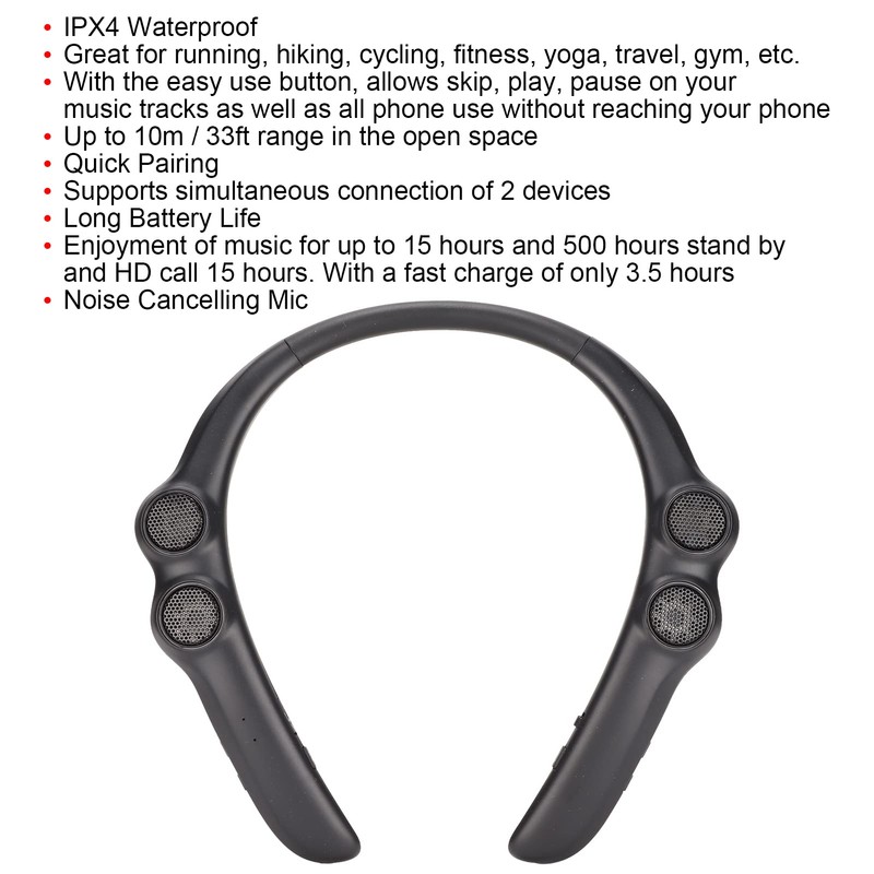 SUNGOOYUE Wireless Neckband Headset, Bluetooth 5.3 with Noise Cancelling Mic