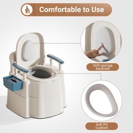 Bedside Commodes for Seniors with 100 Liners and 50 Large Absorbent Pads, Potty Chair for adults and elderly with Detachable Armrest, 16.3" Seat Width, 500lbs Heavy Duty - Bedside Toilet for Senior