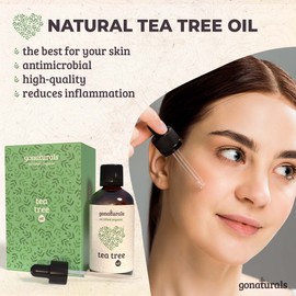 GoNaturals Pure Tea Tree Oil - Organic Tea Tree Oil for Skin & Tea Tree Oil for Hair: A Natural Body Oil & Hair Growth Oil, Alternative to Tea Tree Essential Oil & Tea Tree Face Wipes, 50ml