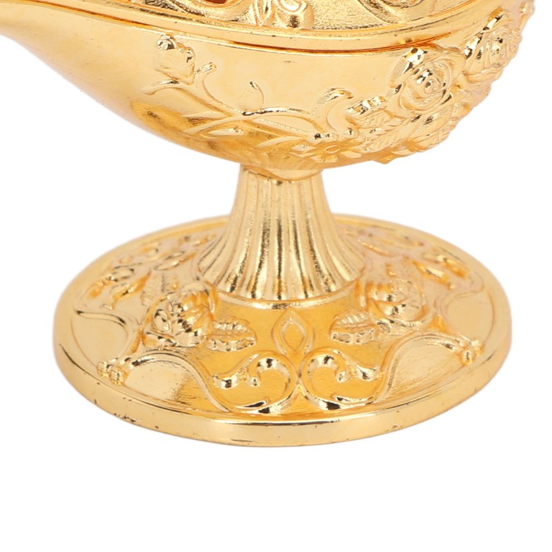 Gold Magic Genie Lamp Embossed Flowers Hollow Zinc Alloy Vintage