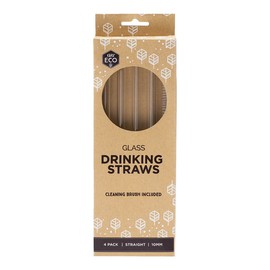 Ever Eco Glass Drinking Straws, 4 Pack