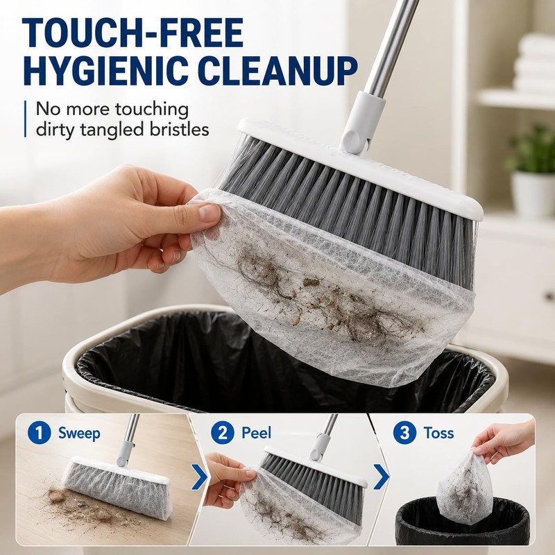 50 Pcs Disposable Broom Covers for Pet Hair Removal, Non-Woven
