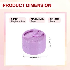 sourcing map 9Pcs Round Ring Boxes Bulk, 2.2 x 2.2 Inch Small Jewelry Gift Boxes Cardboard Ring Box with Sponge and Lid for Christmas, Birthday, Anniversaries, Valentine's Day (Purple)