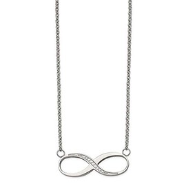 Bonyak Jewelry Chisel Stainless Steel Polished Infinity Symbol w/CZ on a 20 inch Cable Chain